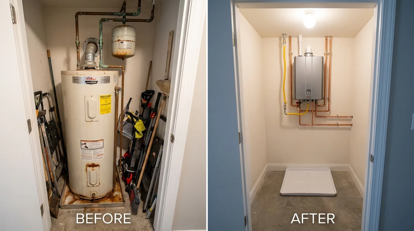 Tank water heater versus wall-mounted tankless unit comparison for Niles, IL homeowners